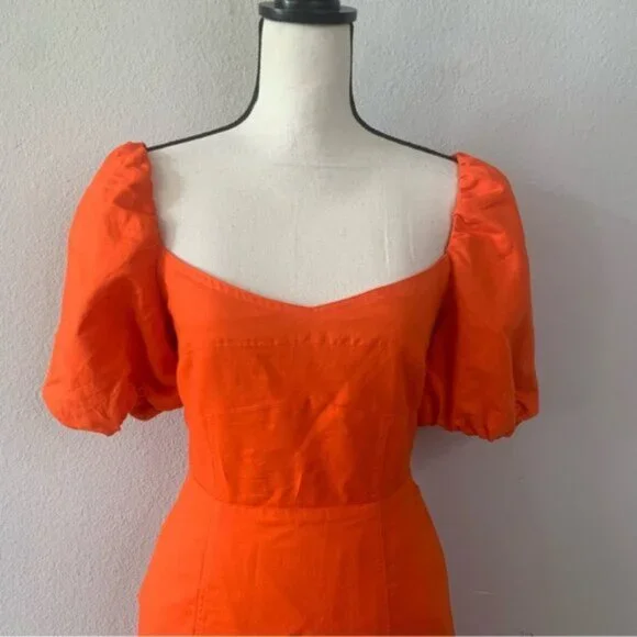 NWOT Banana Republic Bright Orange Midi Dress - Picture 6 of 14